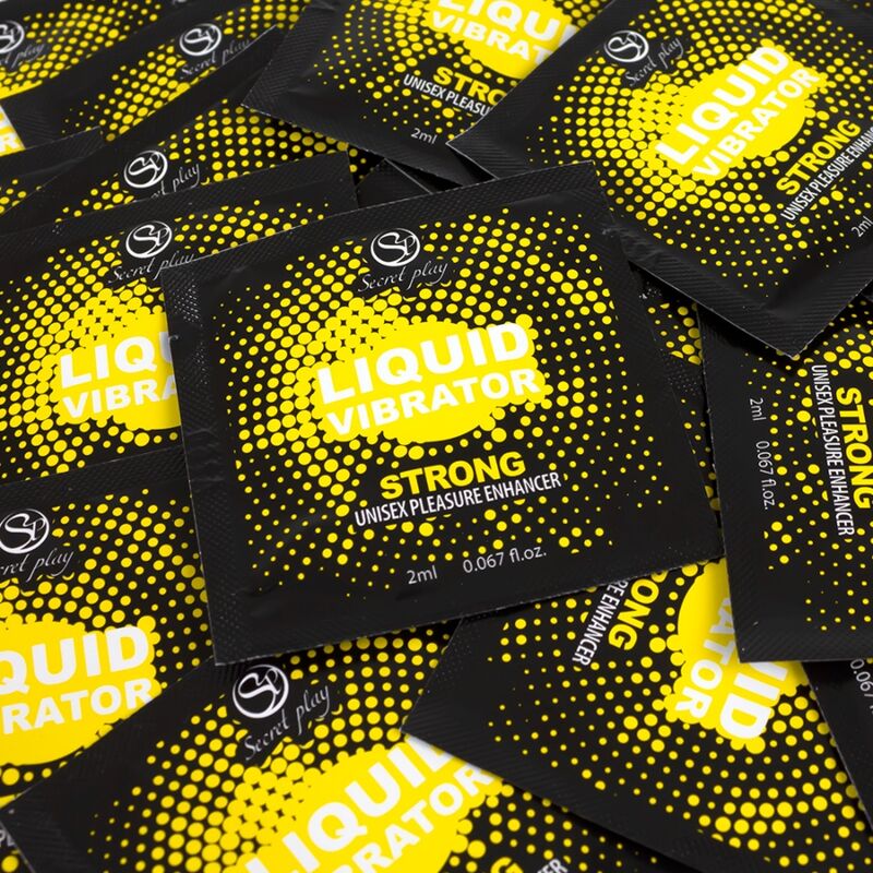 Sachet de SECRETPLAY Vibrador Líquido Forte 2 ML, para sensações vibratórias intensas e prazer unissexo.