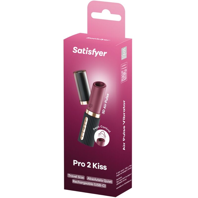 Satisfyer – Pro 2 Kiss Wave Estimulador de Clitóris Garnet/Preto