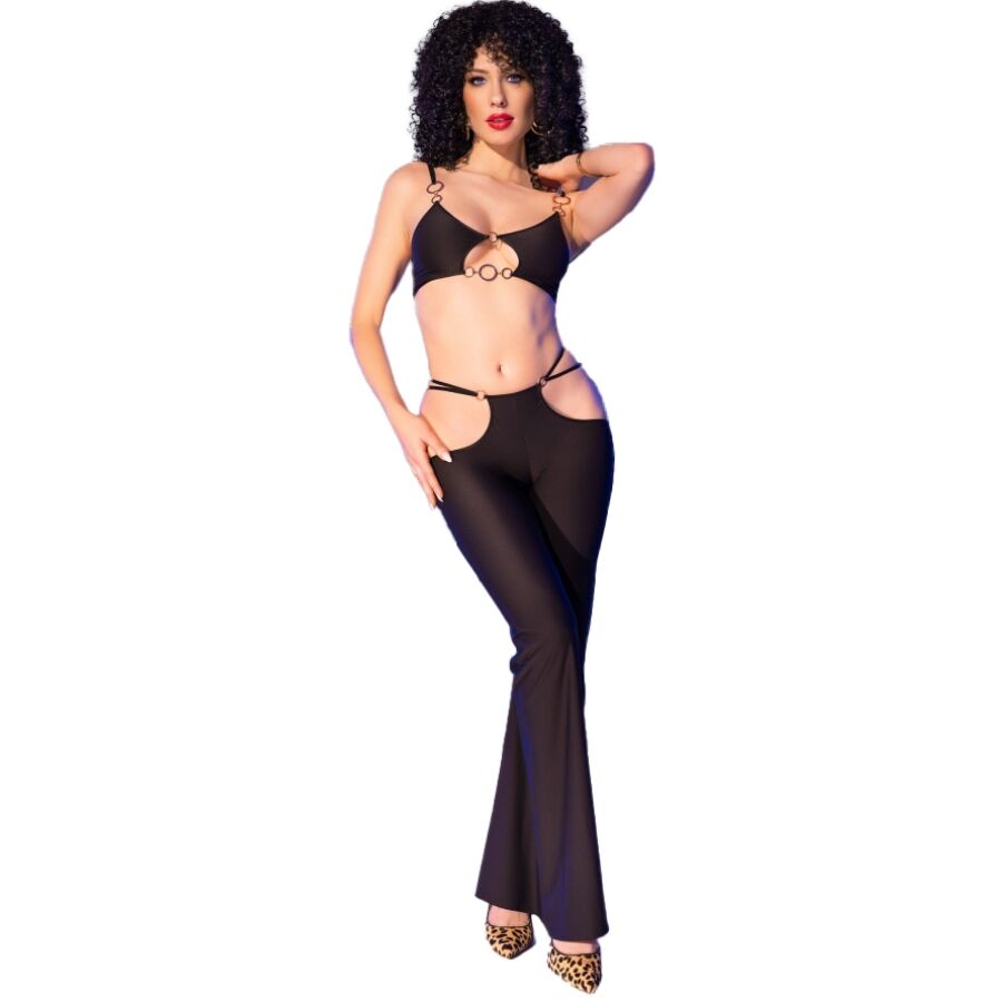 Chilirose – Conjunto Top e Legging Preto com Acessórios Dourados CR 4851