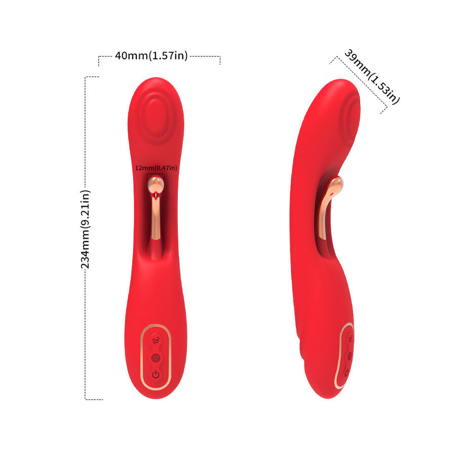 Vibrador ARMONY com língua oscilante e estimulação do ponto G em silicone vermelho.