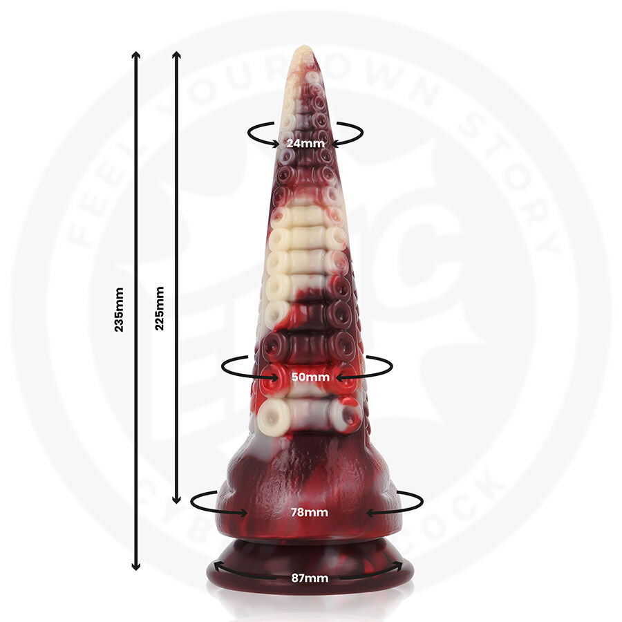 Dildo realista EPIC CYBERSILICOCK Draxis Sombra Abissal, detalhe da textura e formato místico.