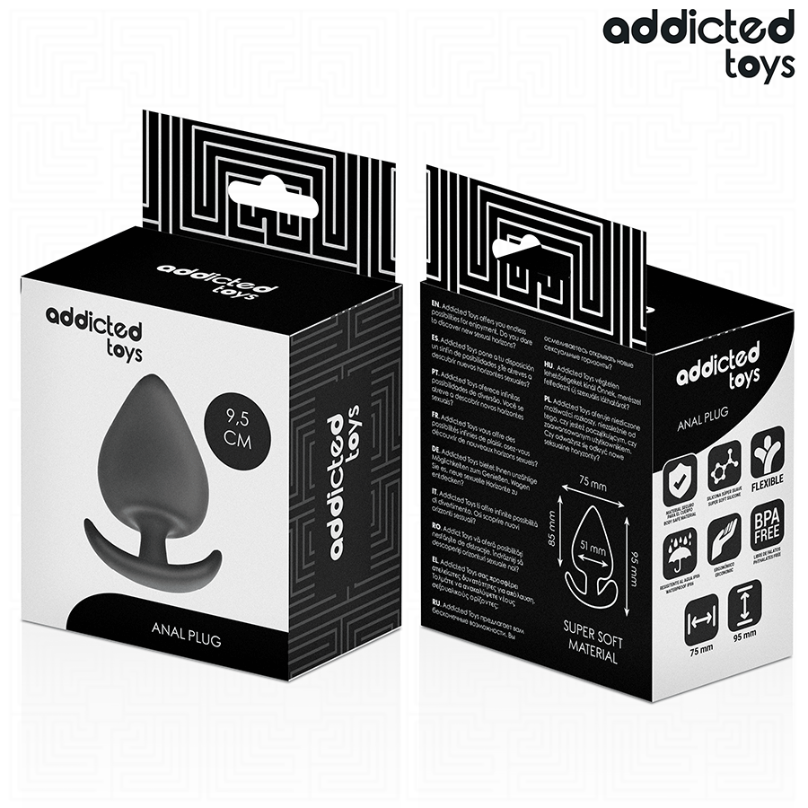 Close-up do Plug Anal XL Addicted Toys em silicone, projetado para estimulação profunda e confortável.