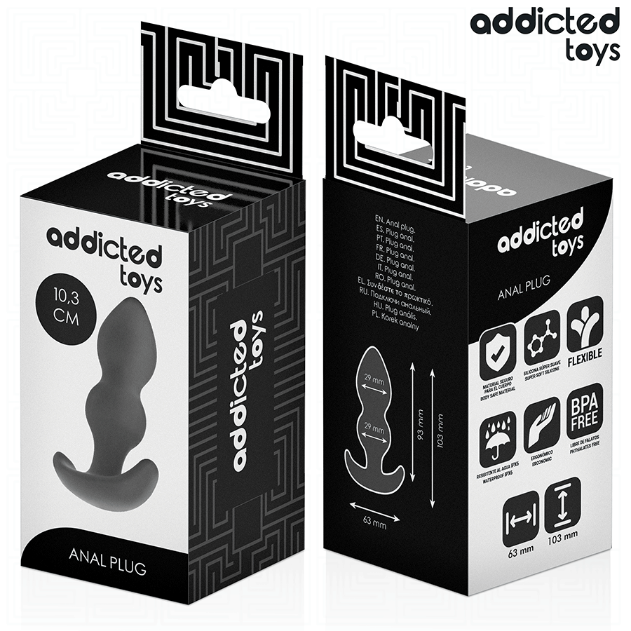 Close-up do Plug Anal Tamanho S da Addicted Toys em silicone médico.