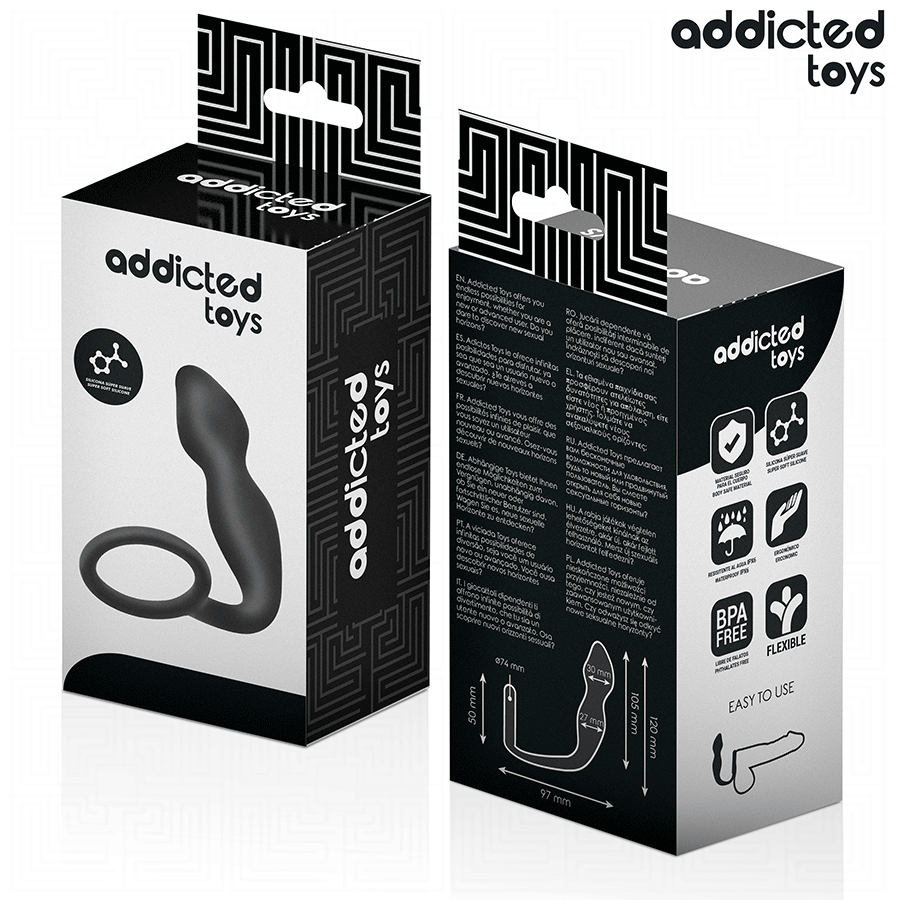 Close-up do ADDICTED TOYS Plug Anal com Anel Modelo 2 em silicone médico.