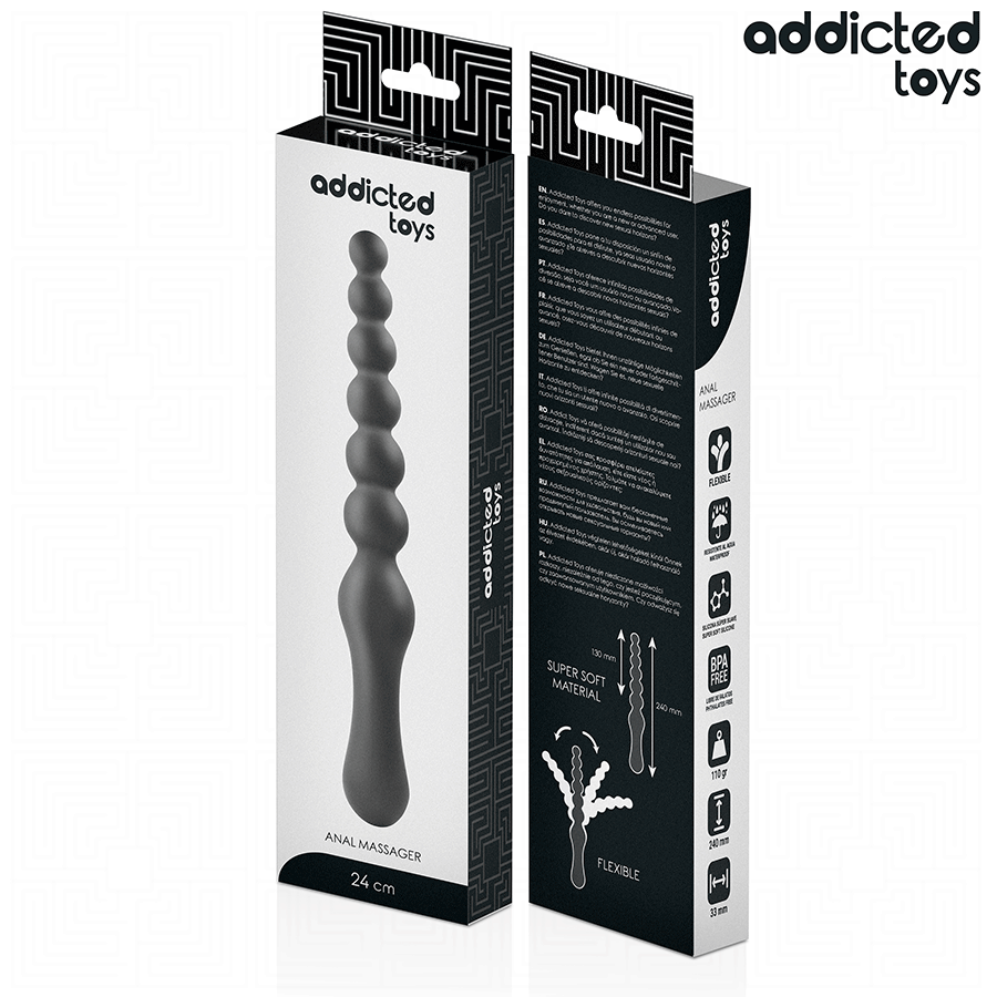 Close-up do Massageador Anal Progressivo 24 CM da Addicted Toys em silicone, mostrando sua forma e textura suave.
