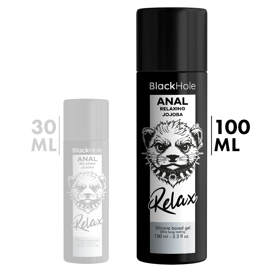BLACK HOLE Relaxante Anal Jojoba Base de Silicone 100 ML, para conforto e prazer anal.