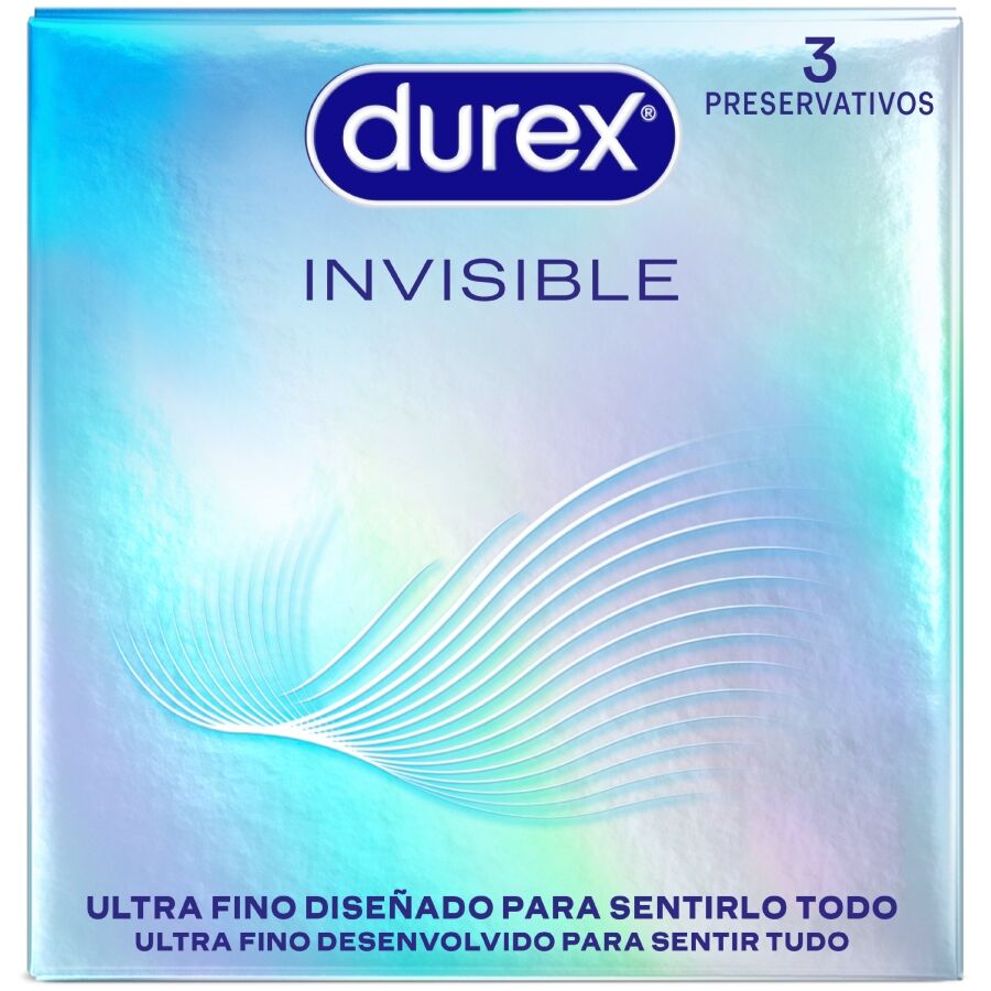 Preservativos Durex Ultra Finos Invisíveis 3 Unidades para máxima sensação e proteção.