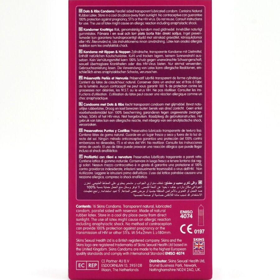 Preservativos Dots & Ribs Premium Paquete de 16