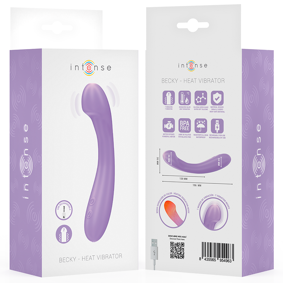Vibrador aquecível INTENSE Becky 19cm com 7 vibrações na cor roxa