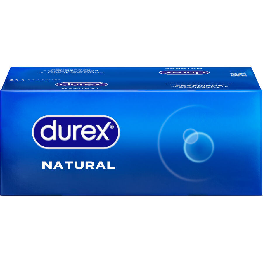 Embalagem de DUREX Preservativos Naturais Conforto Easy-On 144 Unidades para proteção íntima.