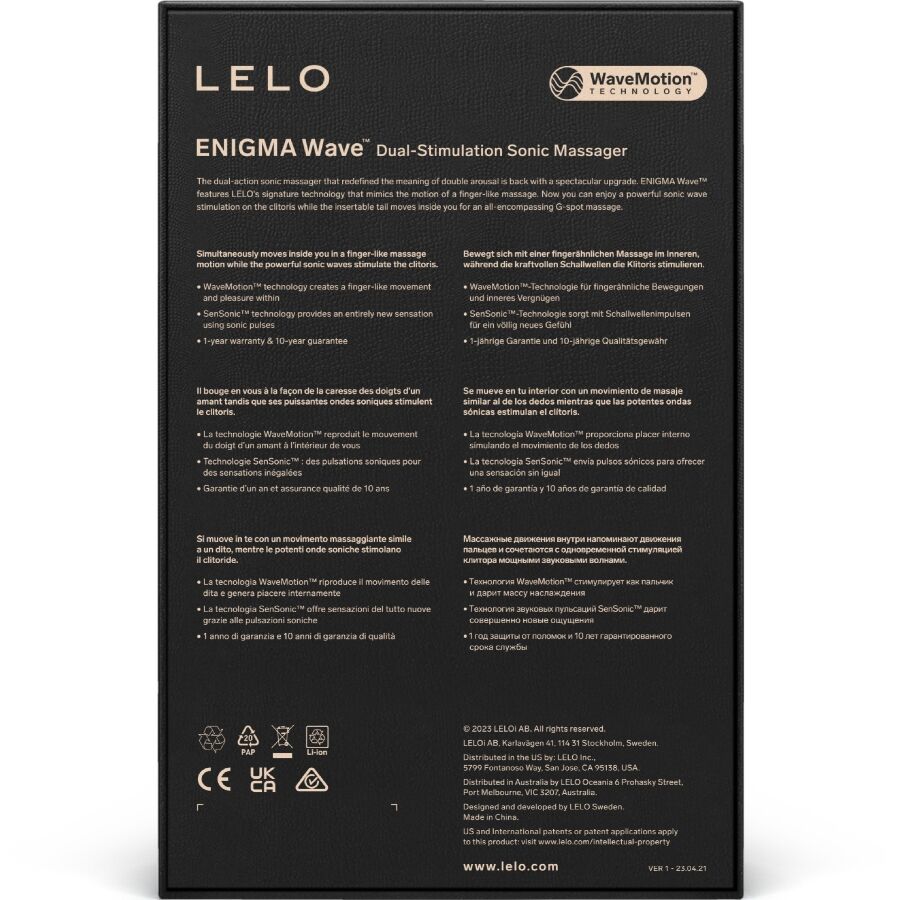 LELO ENIGMA Wave Massageador de Tripla Vibração Cyber Roxo, destacando seu design ergonômico e acabamento em silicone suave.