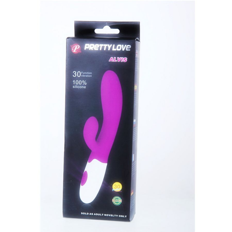 Vibrador Pretty Love Alvis com estimulador de clitóris em lilás e branco