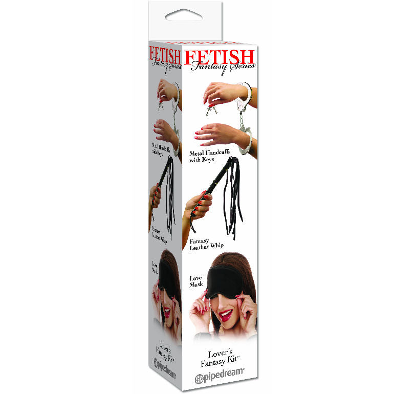 Kit de Fantasia FETISH FANTASY SERIES para Casais BDSM com algemas, chicote e máscara