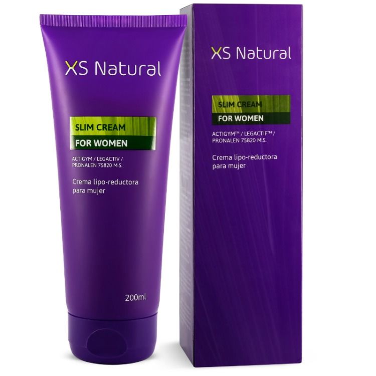 500 COSMETICS XS Natural Slim Cream para redução de celulite e gordura localizada em mulheres.