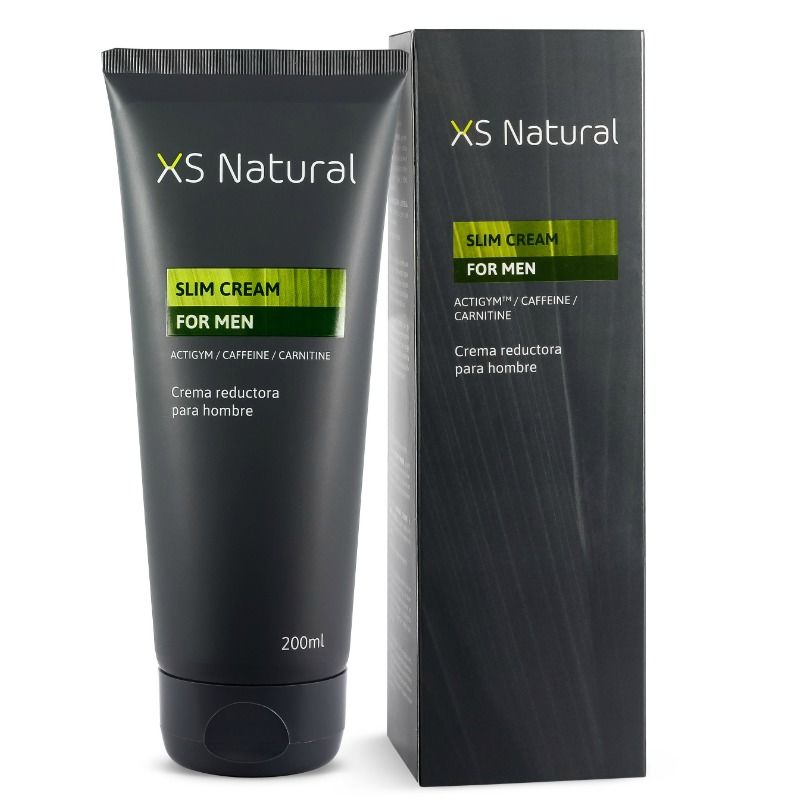 Creme redutor de gordura abdominal 500 COSMETICS XS Natural para homens, com foco na silhueta e pele.