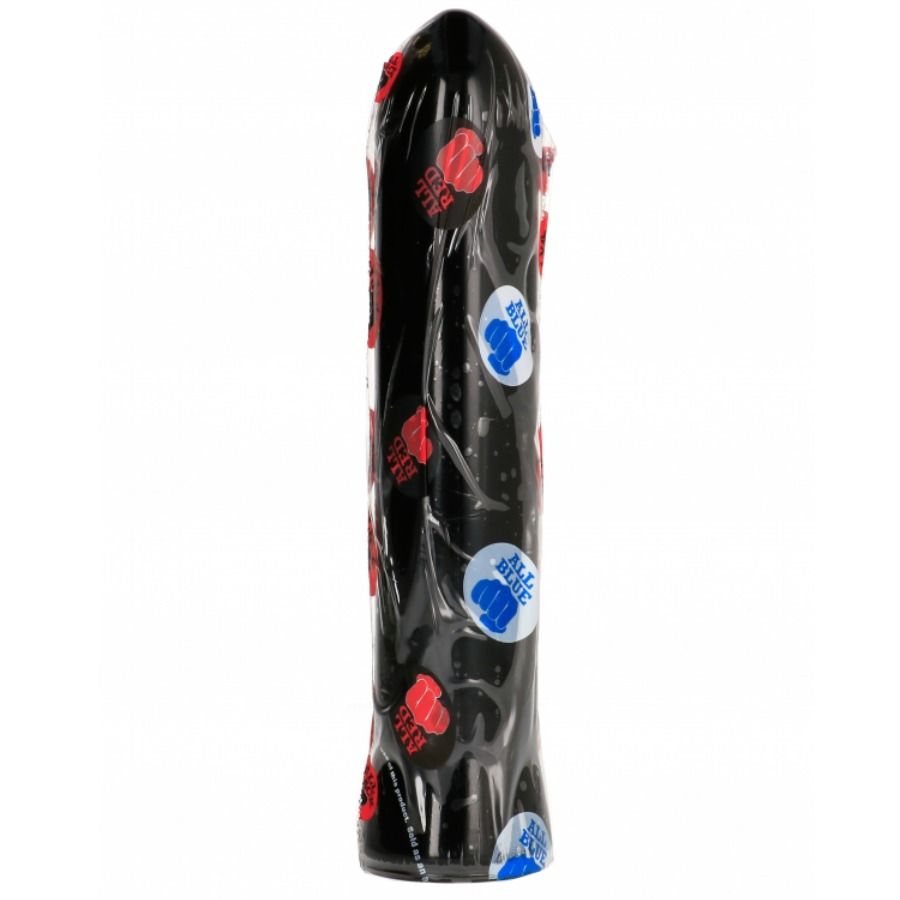 ALL BLACK Dildo Realista 22 cm, vista frontal e detalhes da textura