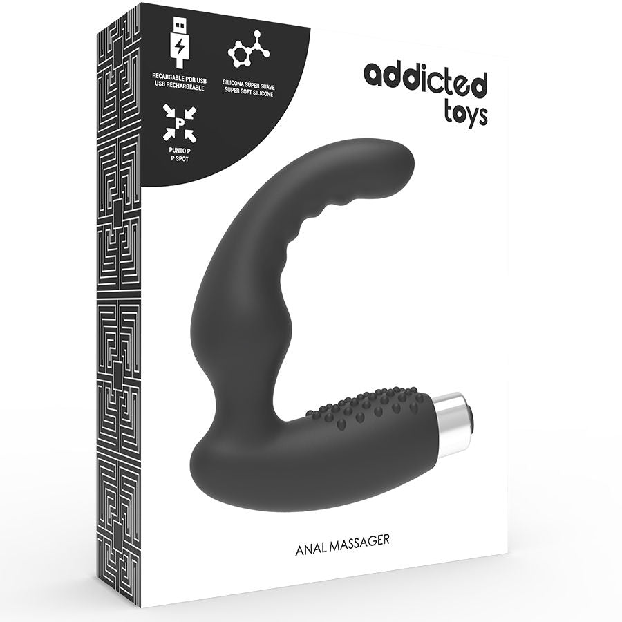 Vibrador prostático recarregável Addicted Toys em silicone preto
