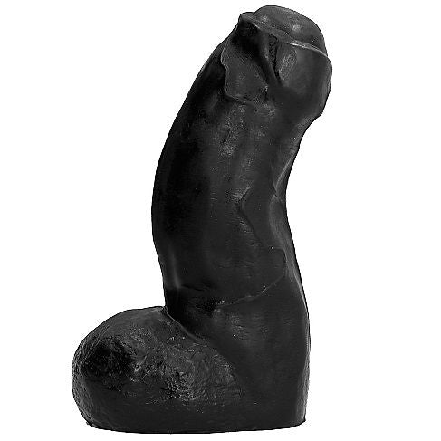 Dildo realista ALL BLACK preto de 17cm, mostrando a textura e o material seguro.