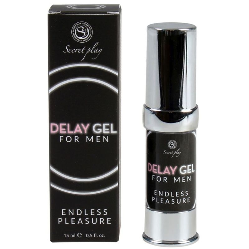 Close-up do Gel Retardador SECRETPLAY Endless Pleasure 15 ML, mostrando a embalagem e o design do produto.