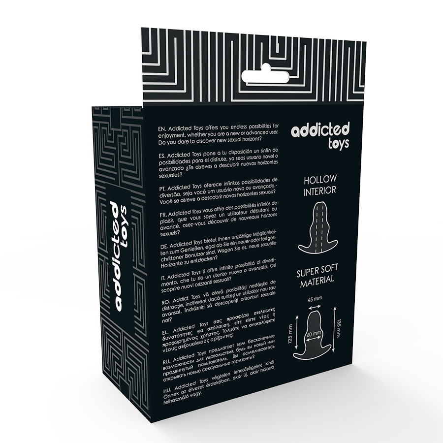 Close-up of the ADDICTED TOYS Large 13cm Anal Dilator with Hollow Tunnel, showing its transparent TPE material and two rings.