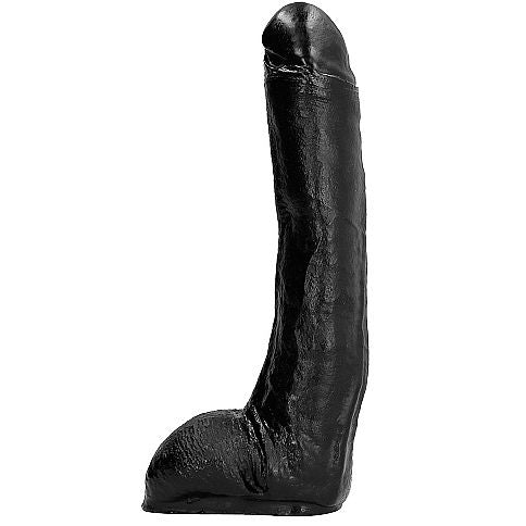 Dildo Curvo All Black | 29cm, Flexível com Testículos Realistas em PVC