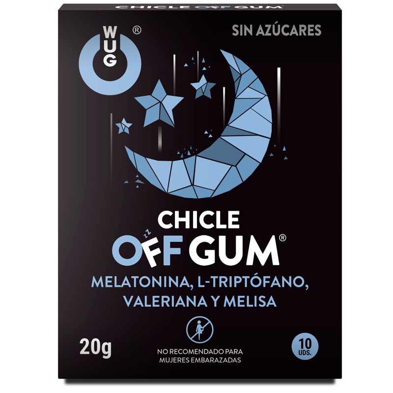 WUG GUM OFF GUM suplemento para dormir com valeriana e melatonina em embalagem de 10 unidades