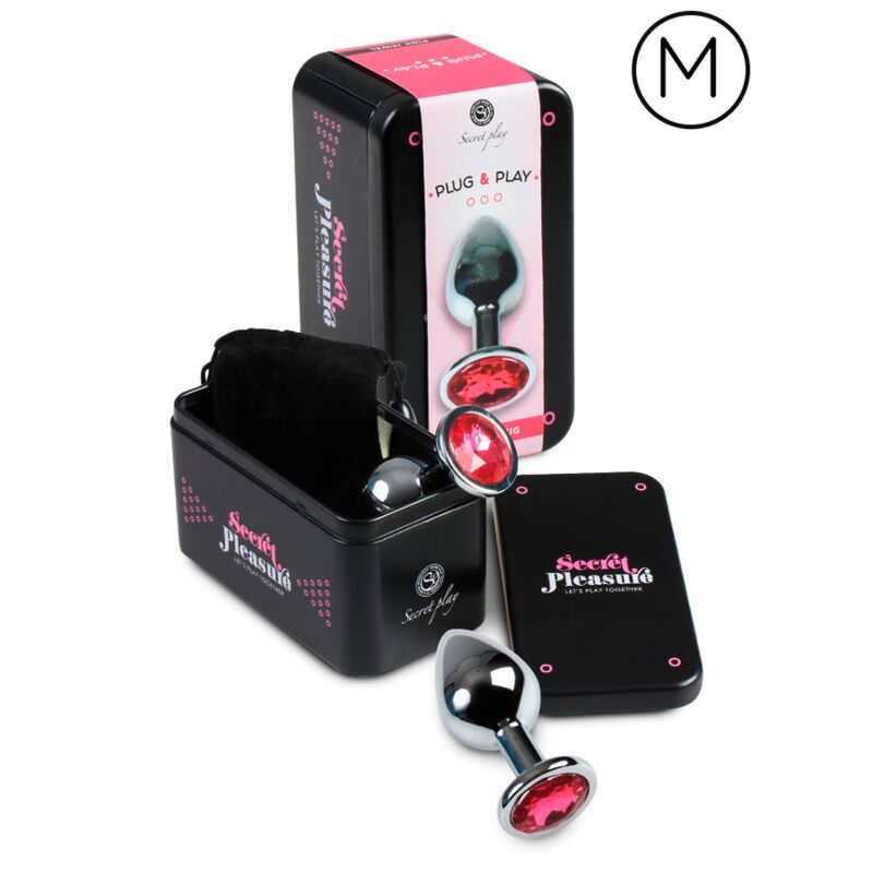 Plug anal metálico Secretplay fúcsia de 8cm para prazer térmico
