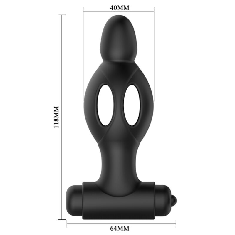 MR PLAY Plug Anal Vibratório de Silicone com 10 Modos, mostrando seu design ergonômico e material.