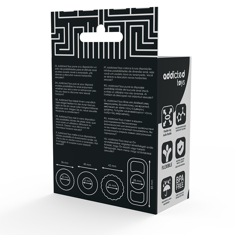 ADDICTED TOYS Conjunto de Anéis Penianos de Silicone Flexível 4 Peças.
