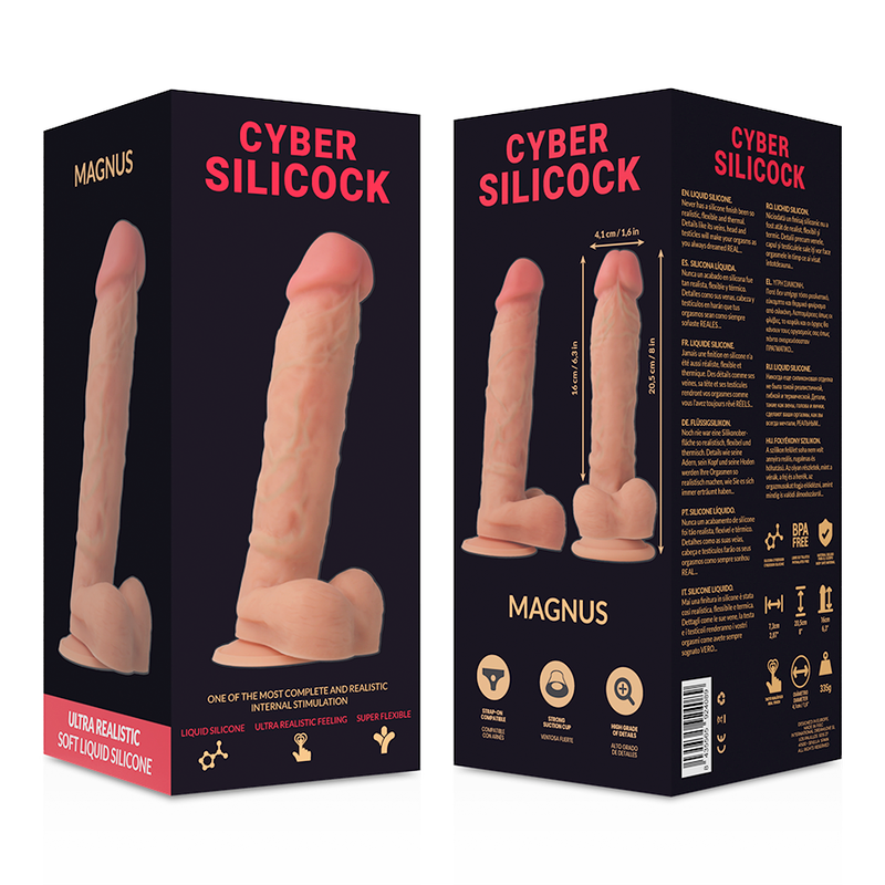 Dildo Realista Cyber Silicock Magnus | Silicone Médico Líquido com Ventosa - 20.5cm