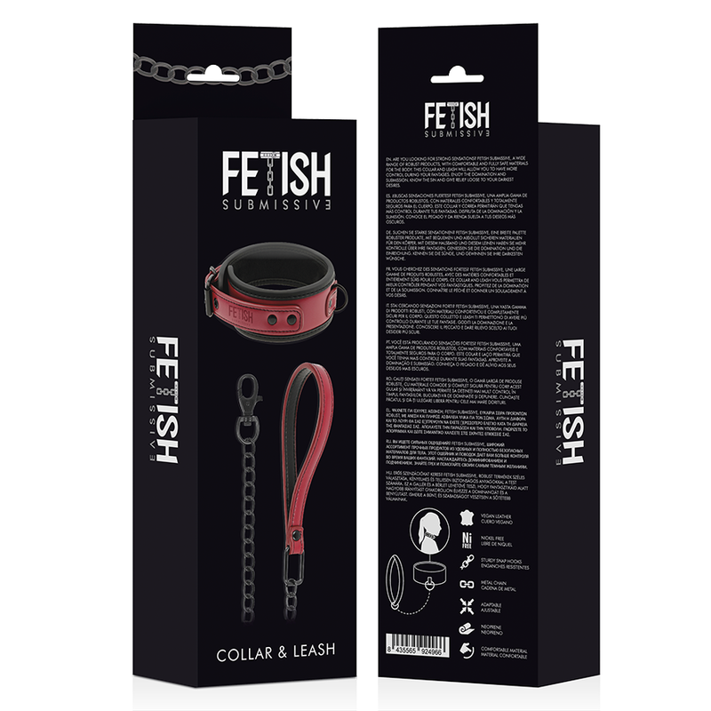Fetish Submissive Dark Room – Colar de Corrente com Forro de Neoprene