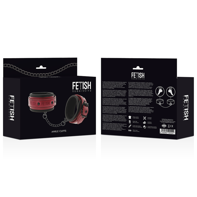 Fetish Submissive Dark Room – Algemas de Tornozelo em Couro Vegano com Forro de Neoprene