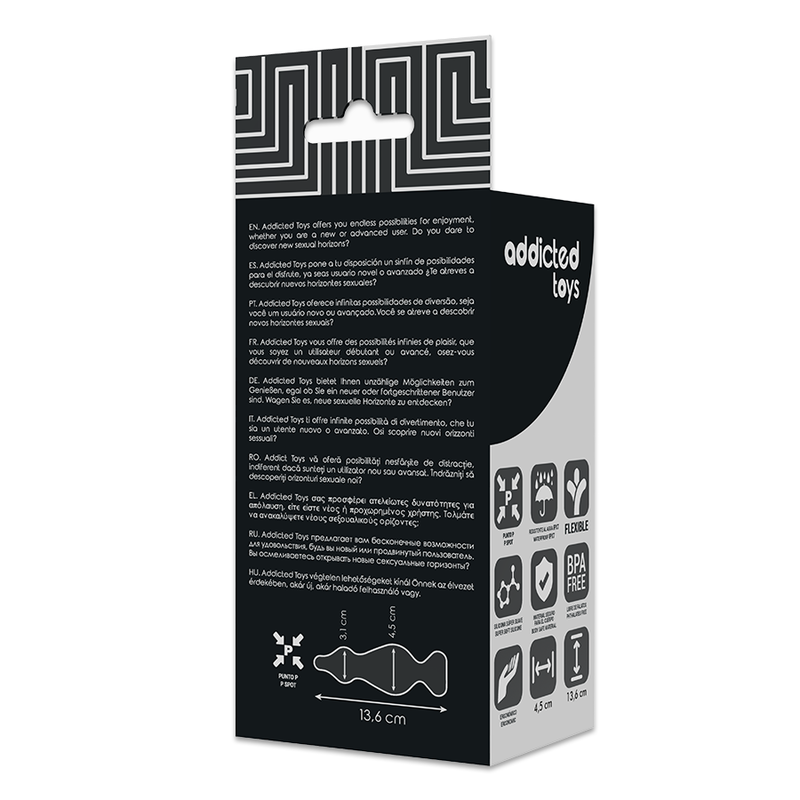 Plug Anal de Silicone ADDICTED TOYS Preto para Iniciantes, vista detalhada do produto