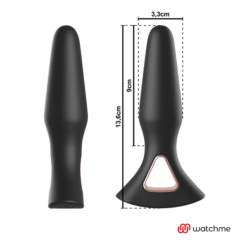 Detalhe do Vibrador Anal Plug ANBIGUO Alexandru com Controle Remoto WATCHME, mostrando seu design ergonómico e suave.
