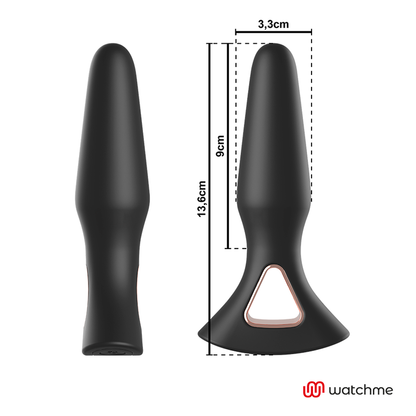Detalhe do Vibrador Anal Plug ANBIGUO Alexandru com Controle Remoto WATCHME, mostrando seu design ergonómico e suave.
