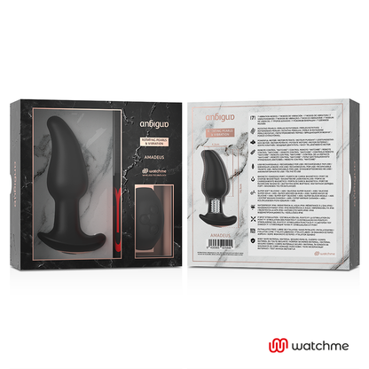 Vibrador Plug Anal ANBIGUO Amadeus com pérolas rotativas e controle remoto WatchMe