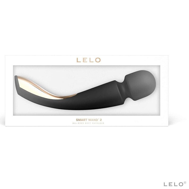 Close-up do LELO Smart Wand 2 Medium Massageador Corporal Relaxante Preto, mostrando seu design elegante e silicone macio.