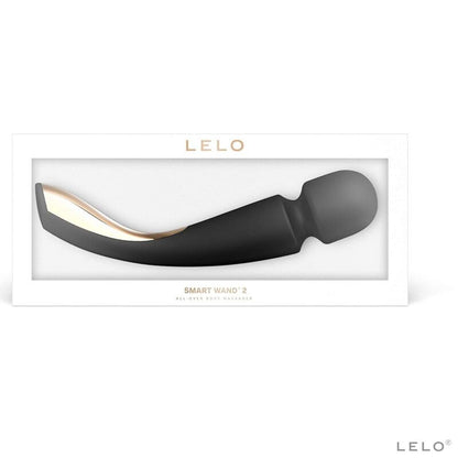 Close-up do LELO Smart Wand 2 Medium Massageador Corporal Relaxante Preto, mostrando seu design elegante e silicone macio.
