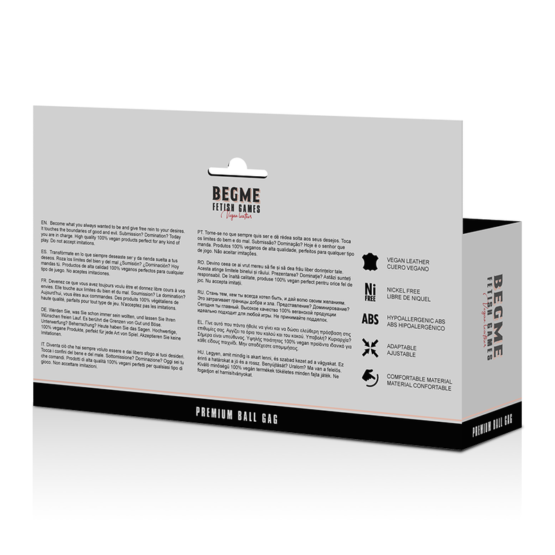 Close-up da Mordaça BEGME Red Edition em Couro Vegano, destacando o design e os detalhes