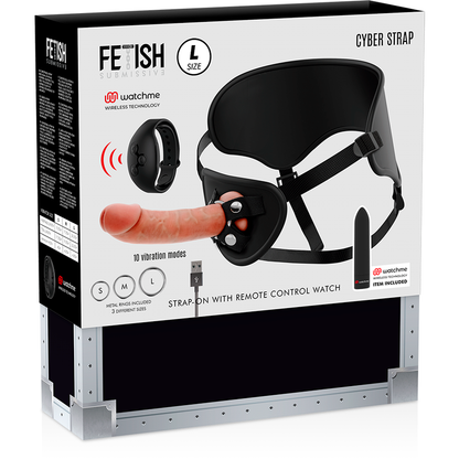 Close-up do Cyberstrap Arnês Vibratório Realista com Dildo e Controle Remoto WatchMe