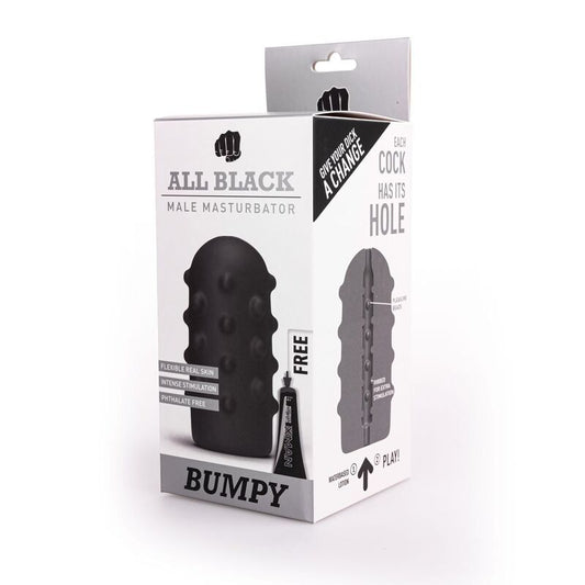 Masturbador masculino All Black Bumpy com textura estimulante interna e externa.