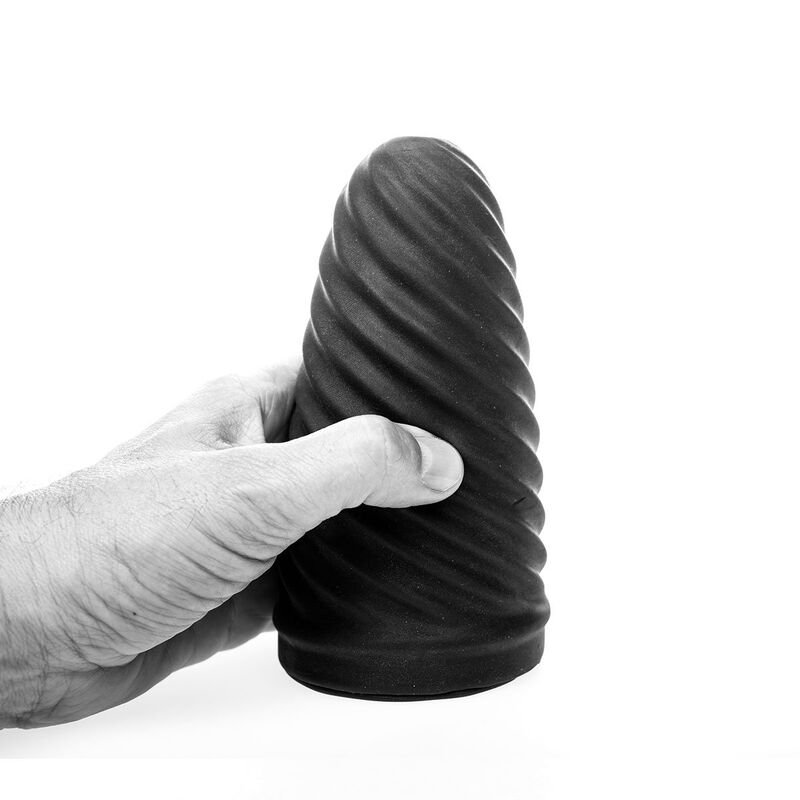ALL BLACK Masturbador Loop Modelo 1 com design em espiral e textura interna