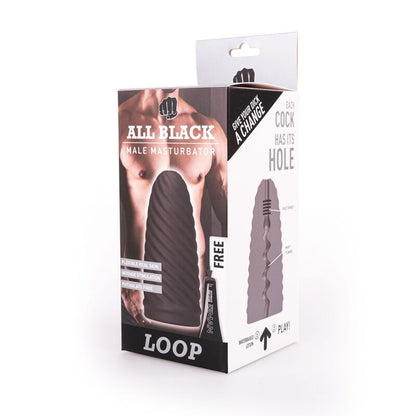 ALL BLACK Masturbador Loop Modelo 1 com design em espiral e textura interna