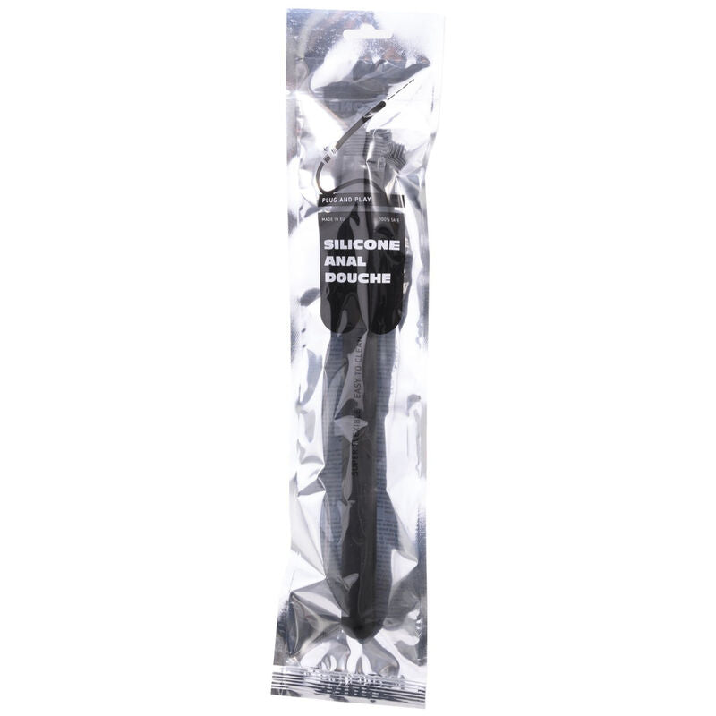 Ducha Anal ALL BLACK Silicone Flexível 27cm para higiene íntima.