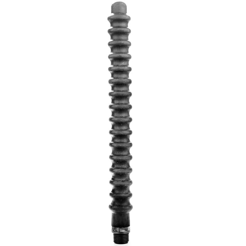 Close-up da Ducha Anal ALL BLACK Mega Ripple 28,5 CM de silicone, mostrando sua flexibilidade e textura.