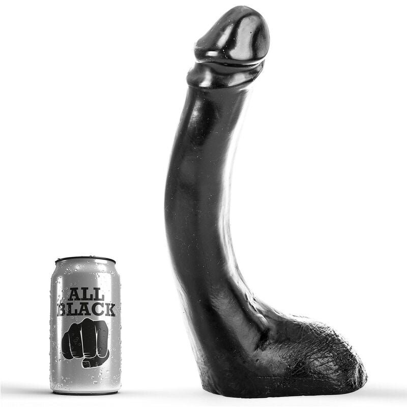 All Black Dildo Fisting 29 CM, macio e flexível, exibindo seu design realista e tamanho.
