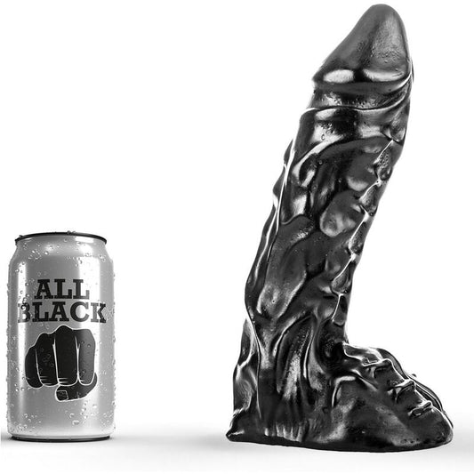 ALL BLACK Dildo Realista 23 cm com veias detalhadas para prazer intenso