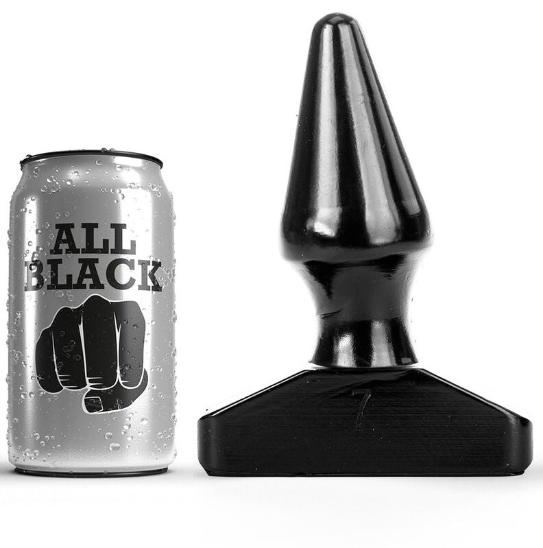 ALL BLACK Plug Anal Cónico de 16 CM em PVC preto, ideal para estimulação anal.