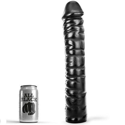 ALL BLACK Dong Realista Nervurado 38cm para prazer vaginal e anal.