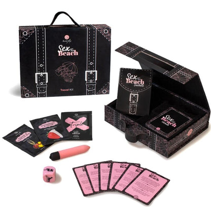 SECRETPLAY Kit de Viagem de Jogos Eróticos Para Casais na Praia, incluindo cartas, vibrador e essenciais